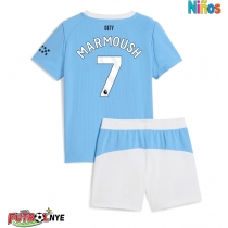 Camiseta Manchester City Omar Marmoush #7 Primera Equipación para niños 2025-26 manga corta (+ pantalones cortos)